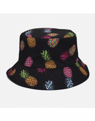 Replica Cute Pineapple Pattern Black Bucket Hats #799189 $8.65 USD for Wholesale