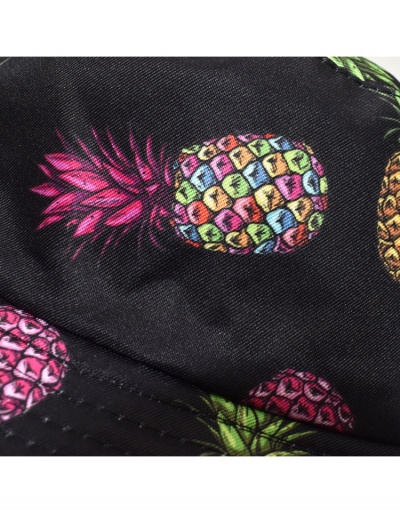 Replica Cute Pineapple Pattern Black Bucket Hats #799189 $8.65 USD for Wholesale