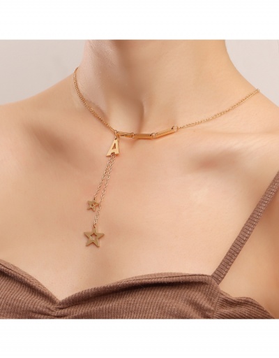  Simple Letter A Five-pointed Star Pendant Necklace #799216 $4.40 USD, Wholesale Fashion Necklaces