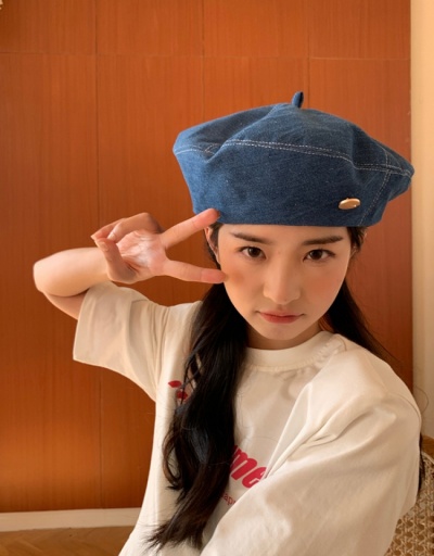 Replica Fashion Casual Denim Beret Hats For Women #799219 $12.01 USD for Wholesale