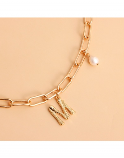 Replica  Punk Double Imitation Pearl Letter M Pendant Necklace #799220 $4.00 USD for Wholesale