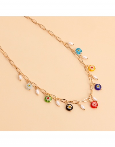 Replica  Minority Simple Circular Colorful Female Necklace #799224 $4.65 USD for Wholesale