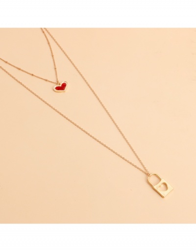 Replica  Double-layer Long Red Heart Lock-shaped Necklace #799231 $4.56 USD for Wholesale