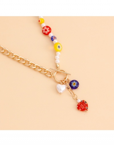 Replica  Colorful Glass Flower Pendant Female Necklace #799233 $5.85 USD for Wholesale