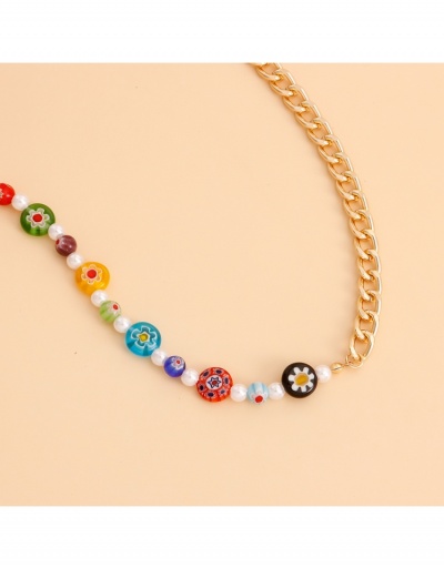 Replica  Colorful Glass Flower Pendant Female Necklace #799233 $5.85 USD for Wholesale