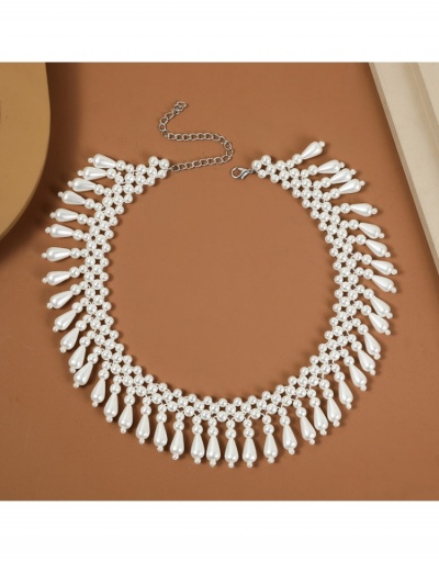 Replica  Korean Simple Collarbone Woven Faux Pearl Necklace #799250 $8.12 USD for Wholesale