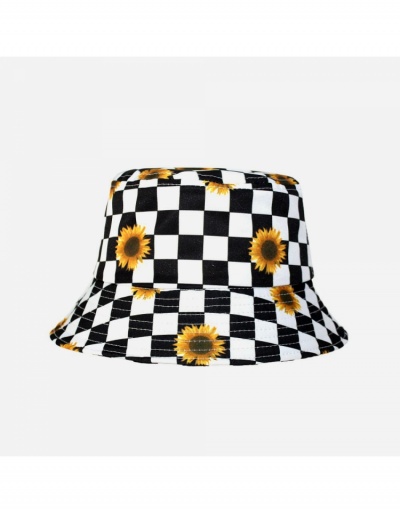 Casual Unisex   Printing Grid Cotton Bucket Hats #799259 $9.67 USD, Wholesale Fashion Hats