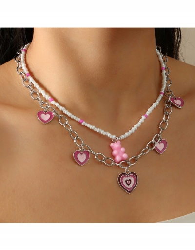 Cute Beads Bear Heart Pendants Necklace #799269 $8.91 USD, Wholesale Fashion Necklaces