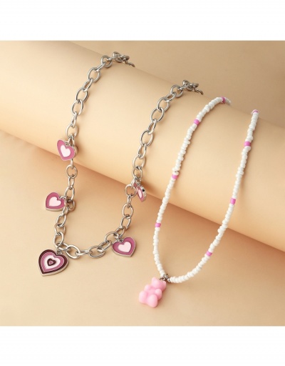 Replica Cute Beads Bear Heart Pendants Necklace #799269 $8.91 USD for Wholesale