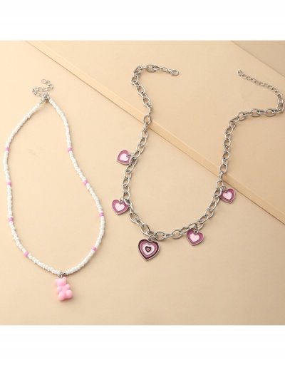 Replica Cute Beads Bear Heart Pendants Necklace #799269 $8.91 USD for Wholesale