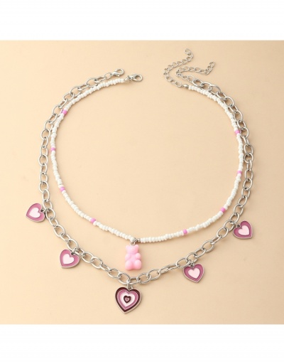 Replica Cute Beads Bear Heart Pendants Necklace #799269 $8.91 USD for Wholesale