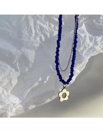 Replica Bohemian Style Blue Beads Flower Pendant Necklace #799272 $6.03 USD for Wholesale