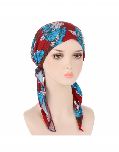 Replica  Flower Decor Muslim Scarf Cap #799278 $8.95 USD for Wholesale