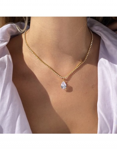  Simple Versatile Zircon Water Drop Necklace #799308 $9.96 USD, Wholesale Fashion Necklaces