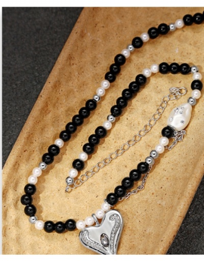 Hip Hop Black Faux Pearl Heart Pendant Necklace #799316 $19.25 USD, Wholesale Fashion Necklaces