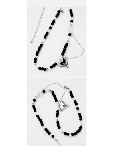 Replica Hip Hop Black Faux Pearl Heart Pendant Necklace #799316 $19.25 USD for Wholesale