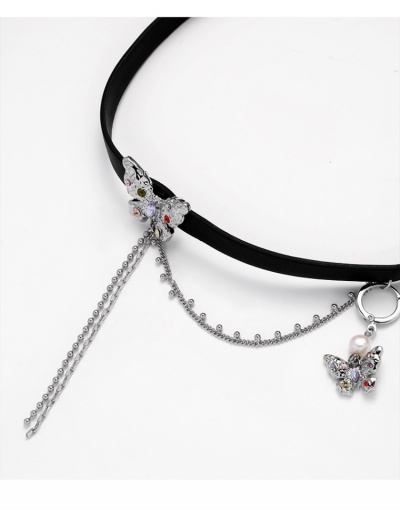 Replica Designer Tassel  Butterfly Pendant Rhinestone Choker Necklace #799318 $22.49 USD for Wholesale