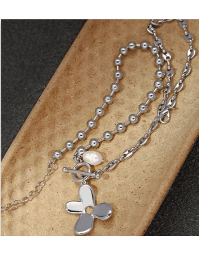 Hip Hop Faux Pearl Floral Flower   Pendant  Necklace #799320 $16.20 USD, Wholesale Fashion Necklaces