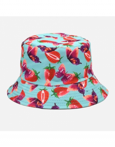  Sunscreen Strawberry Butterfly Printed Bucket Hat #799326 $10.03 USD, Wholesale Fashion Hats