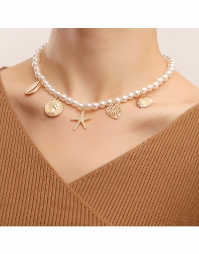 Faux Pearl Starfish  Shell  Heart Pendant  Ladies Necklace #799327 $4.35 USD, Wholesale Fashion Necklaces