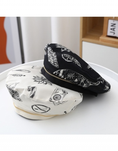 Casual Black Printed Beret  Hats For Women #799340 $11.99 USD, Wholesale Fashion Hats