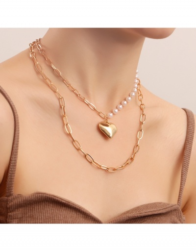  Heart Faux Pearl Geometric Versatile Pendant Necklace #799343 $4.24 USD, Wholesale Fashion Necklaces