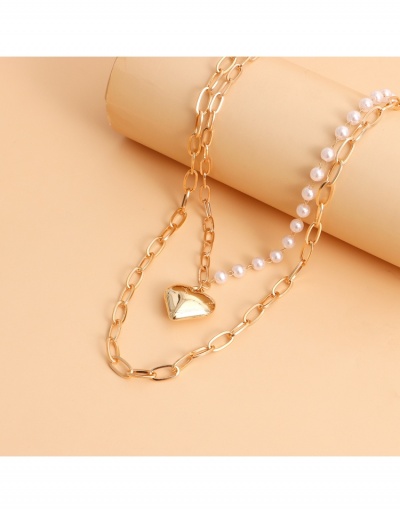 Replica  Heart Faux Pearl Geometric Versatile Pendant Necklace #799343 $4.24 USD for Wholesale