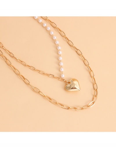 Replica  Heart Faux Pearl Geometric Versatile Pendant Necklace #799343 $4.24 USD for Wholesale