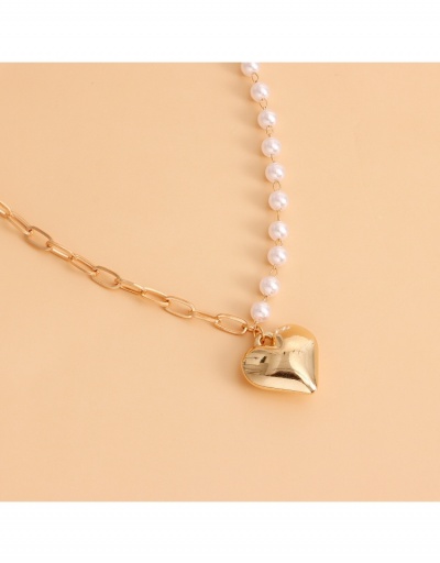 Replica  Heart Faux Pearl Geometric Versatile Pendant Necklace #799343 $4.24 USD for Wholesale