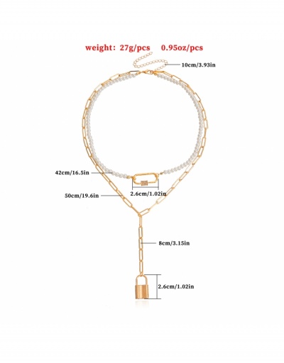 Replica  Faux Pearl Lock Pendant Layer Necklace #799344 $4.84 USD for Wholesale