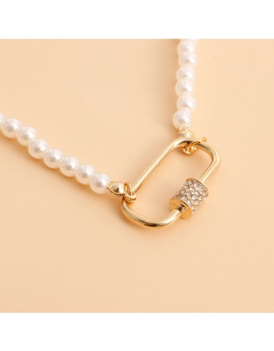 Replica  Faux Pearl Lock Pendant Layer Necklace #799344 $4.84 USD for Wholesale