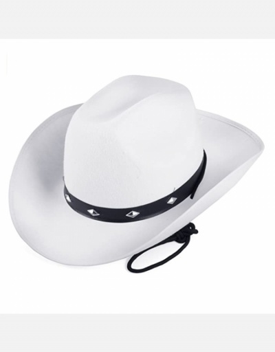 Replica Woolen White Denim Rivet Cowboy Hats #799352 $9.75 USD for Wholesale