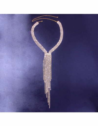 Shiny Rhinestone Tassels Necklaces For Women #799355 $10.32 USD, Wholesale Fashion Necklaces