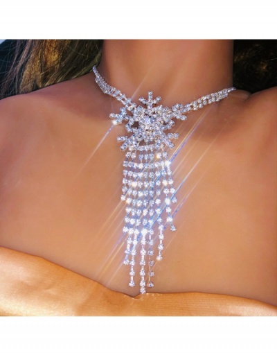 Replica Trendy Rhinestone Tassels Snow Pendant Necklace #799357 $11.68 USD for Wholesale