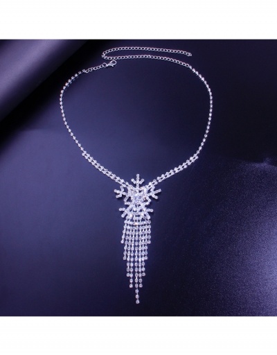 Replica Trendy Rhinestone Tassels Snow Pendant Necklace #799357 $11.68 USD for Wholesale