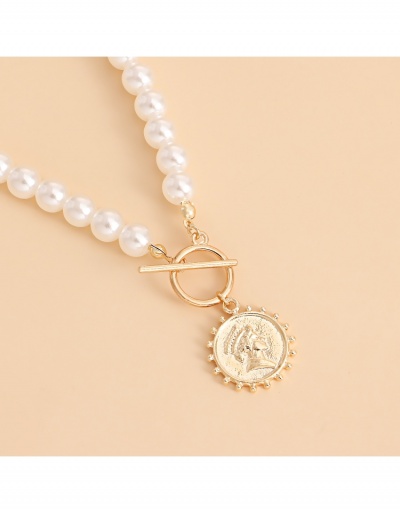 Replica  Faux Pearl Pendant Alloy Material Design Necklace #799361 $4.18 USD for Wholesale