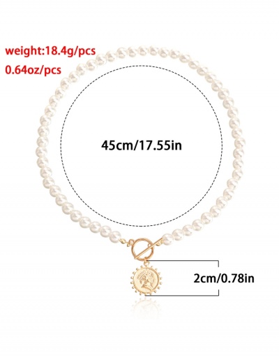 Replica  Faux Pearl Pendant Alloy Material Design Necklace #799361 $4.18 USD for Wholesale