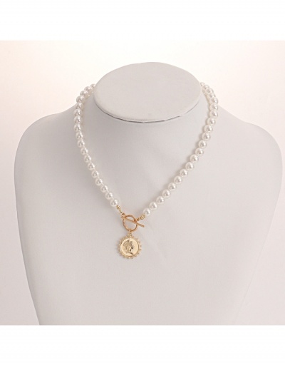 Replica  Faux Pearl Pendant Alloy Material Design Necklace #799361 $4.18 USD for Wholesale