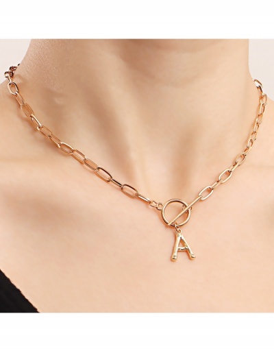 Hollow Out Letter Simple Design Necklace #799362 $3.73 USD, Wholesale Fashion Necklaces