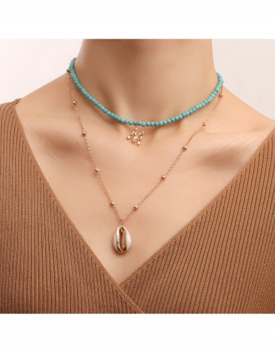  Turquoise Letter Shell  Pendant Necklace #799393 $4.51 USD, Wholesale Fashion Necklaces