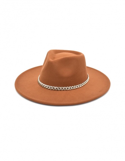 Adorable Trendy Solid Chain Accessories Fedora Cap #799399 $13.97 USD, Wholesale Fashion Hats