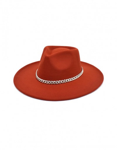 Replica Adorable Trendy Solid Chain Accessories Fedora Cap #799399 $13.97 USD for Wholesale