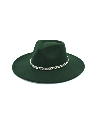 Replica Adorable Trendy Solid Chain Accessories Fedora Cap #799399 $13.97 USD for Wholesale