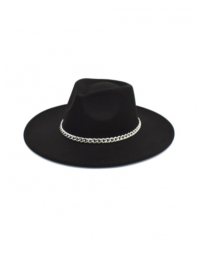 Replica Adorable Trendy Solid Chain Accessories Fedora Cap #799399 $13.97 USD for Wholesale