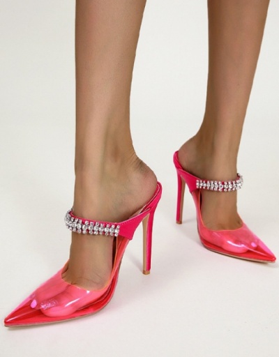 Replica Ladies Rhinestone  Transparent Pointed Stiletto  Heeled Slippers #799411 $46.77 USD for Wholesale