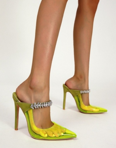 Replica Ladies Rhinestone  Transparent Pointed Stiletto  Heeled Slippers #799411 $46.77 USD for Wholesale