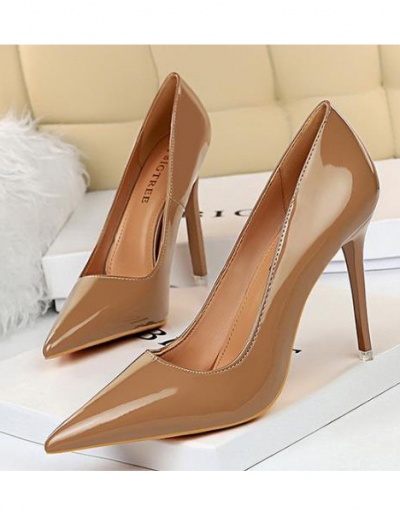 Patent Leather Solid Pointed High Heel Shoes #799427 $33.25 USD, Wholesale Fashion Heels