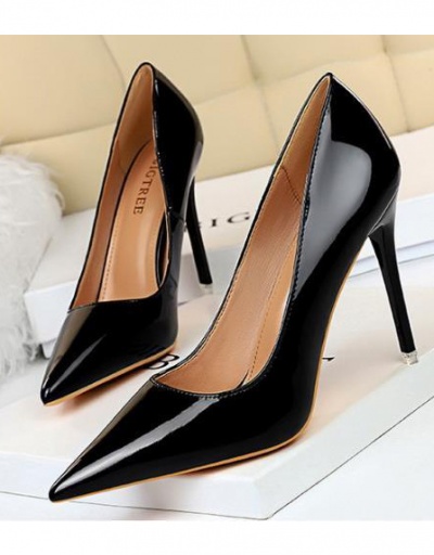 Replica Patent Leather Solid Pointed High Heel Shoes #799427 $33.25 USD for Wholesale