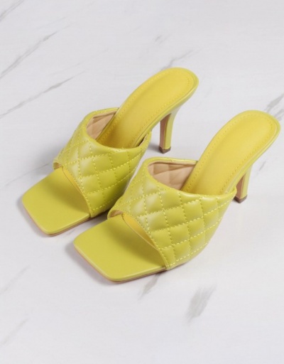 High Heel Square Toe Solid Ladies Slippers #799436 $26.53 USD, Wholesale Fashion Heels