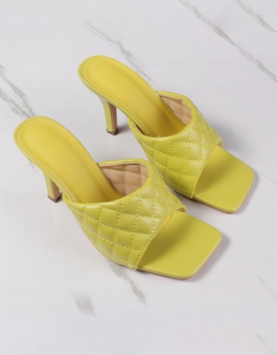 Replica High Heel Square Toe Solid Ladies Slippers #799436 $26.53 USD for Wholesale